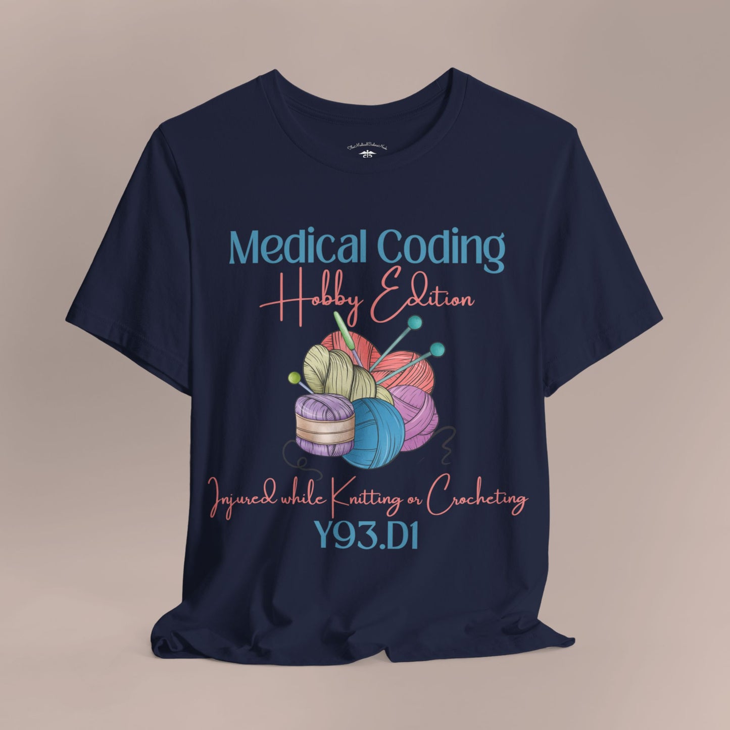 Injured While Knitting or Crocheting ICD-10 Medical Humor T-Shirt