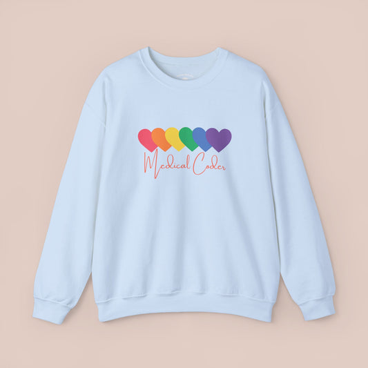 Rainbow Hearts Medical Coder RF Sweatshirt