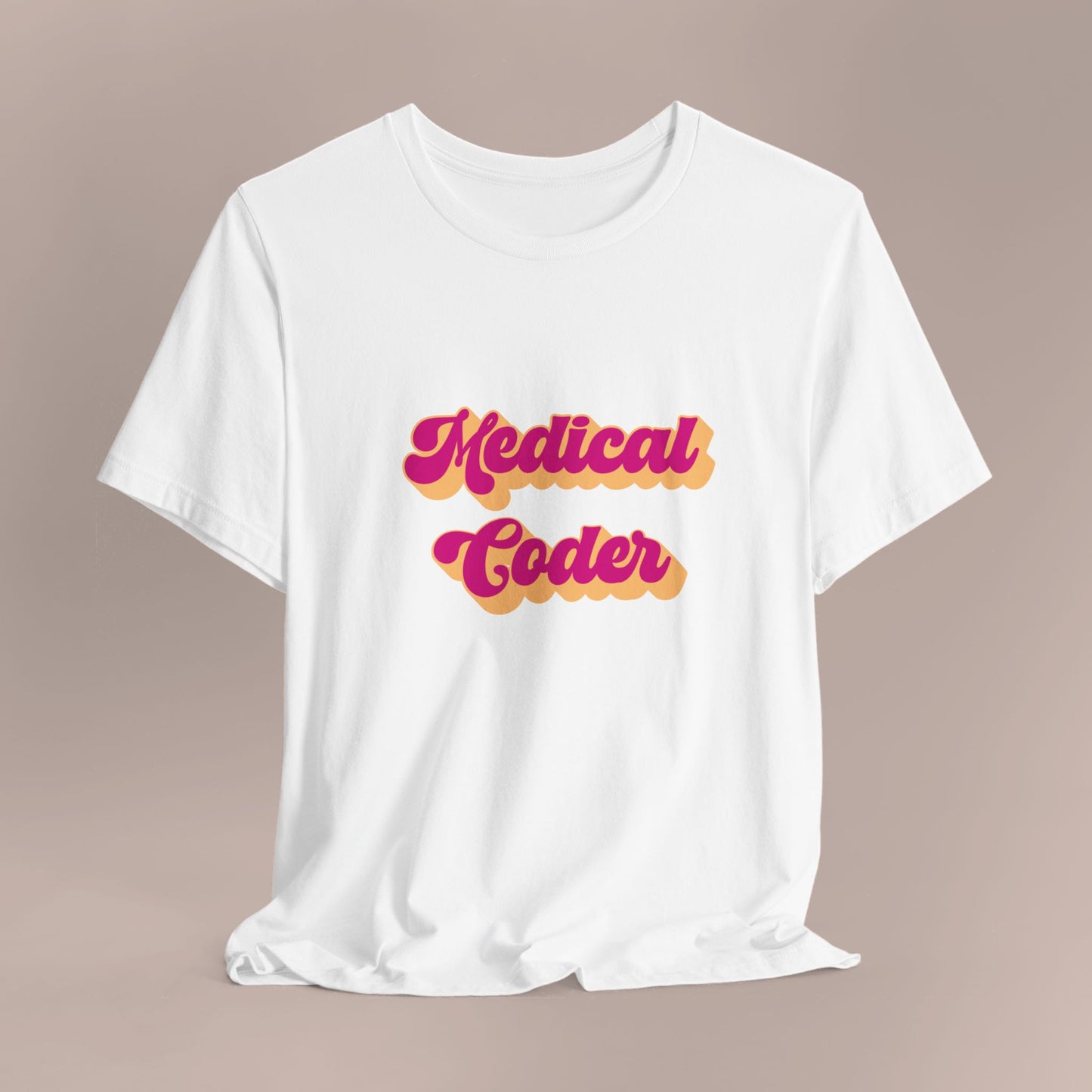 Retro Medical Coder Pink on Peach T-Shirt