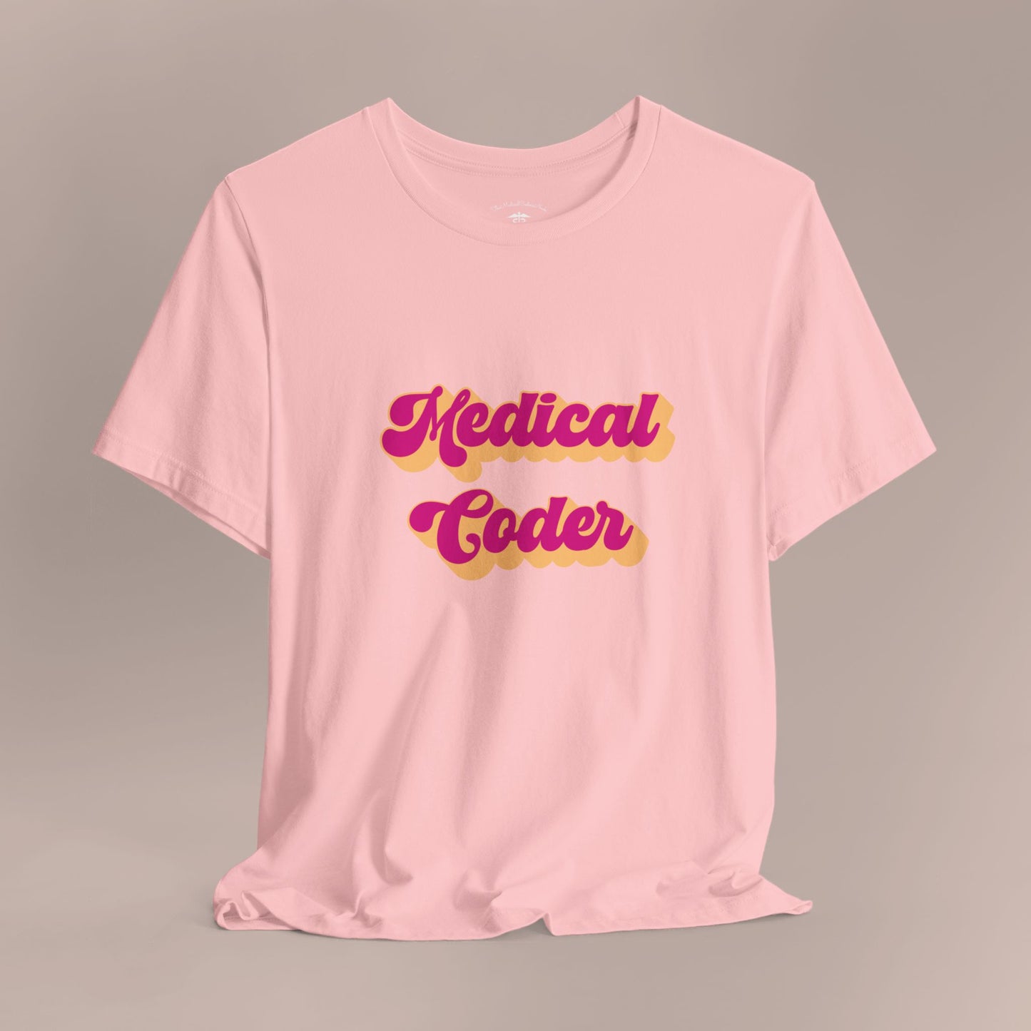 Retro Medical Coder Pink on Peach T-Shirt