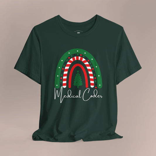 Medical Coder Holiday Christmas Tree Candy Cane Rainbow Medical Coder Holiday WF T-Shirt