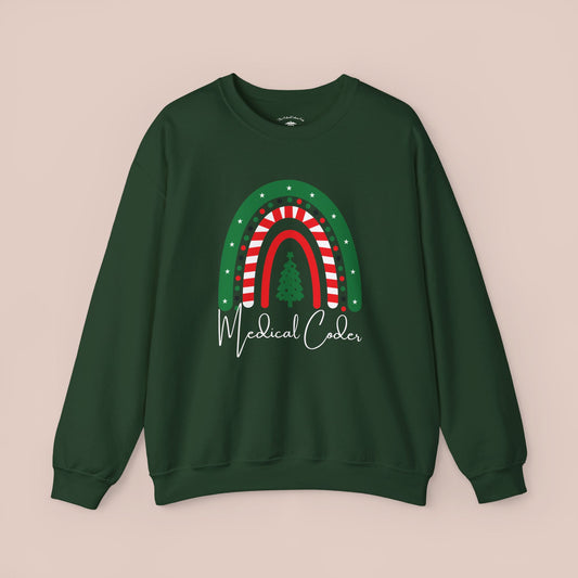 Christmas Tree Candy Cane Rainbow Medical Coder Holiday WF Sweatshirt