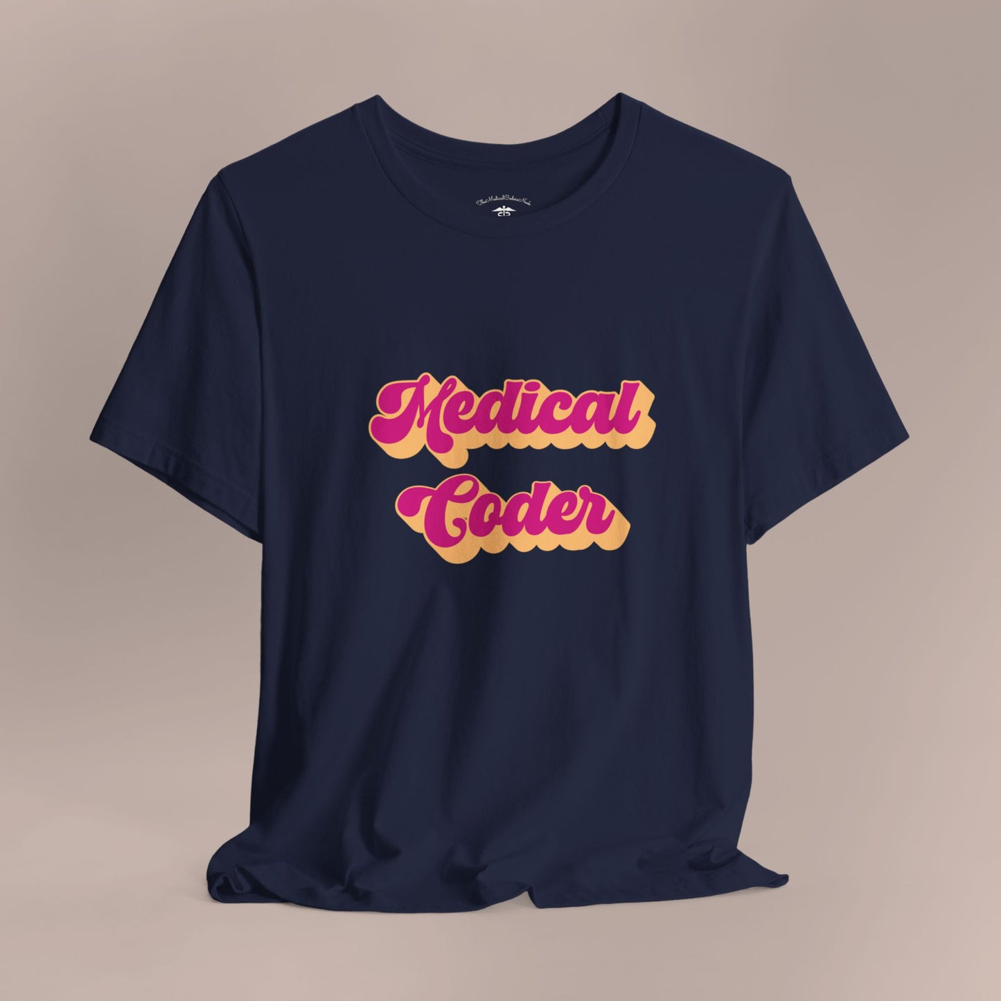 Retro Medical Coder Pink on Peach T-Shirt