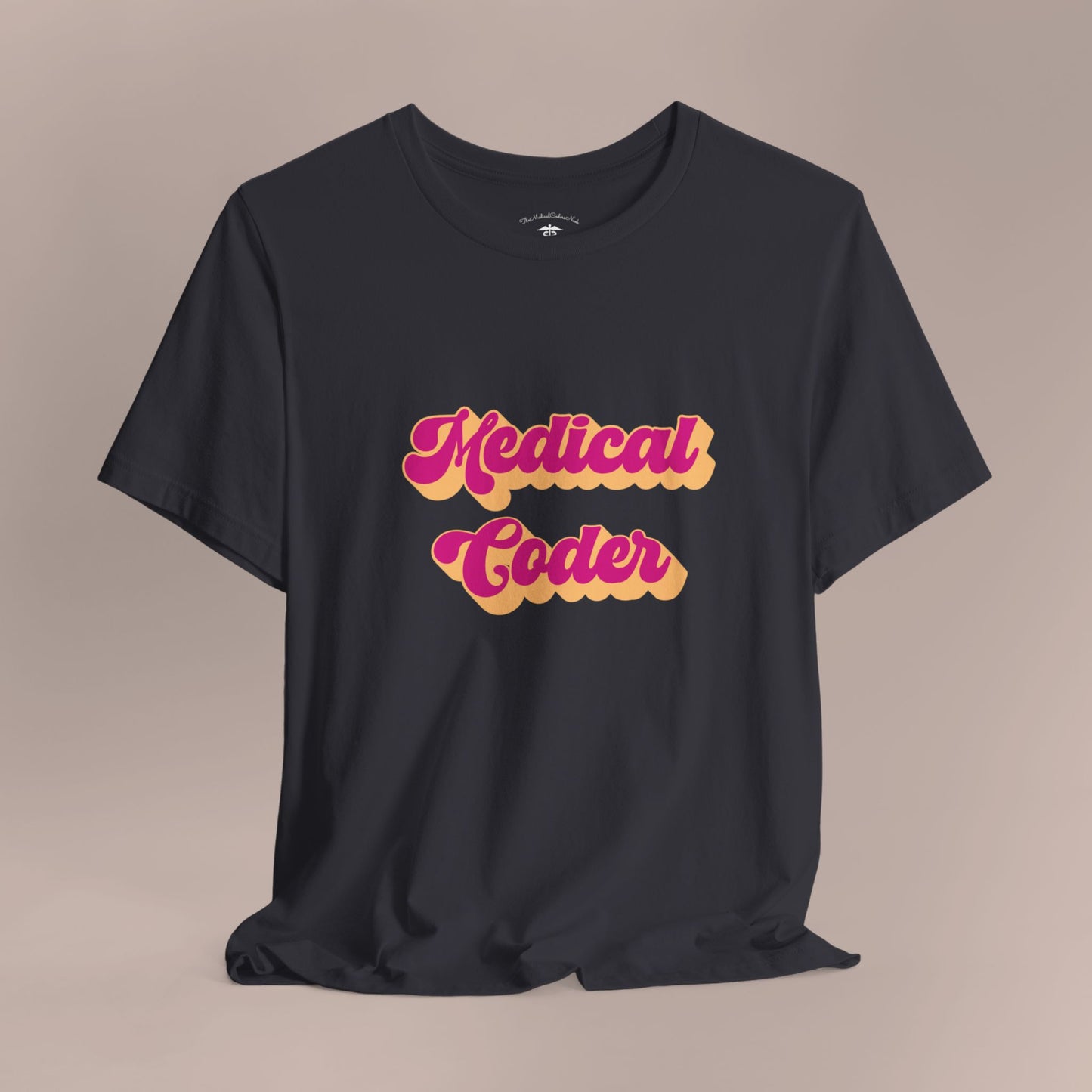 Retro Medical Coder Pink on Peach T-Shirt