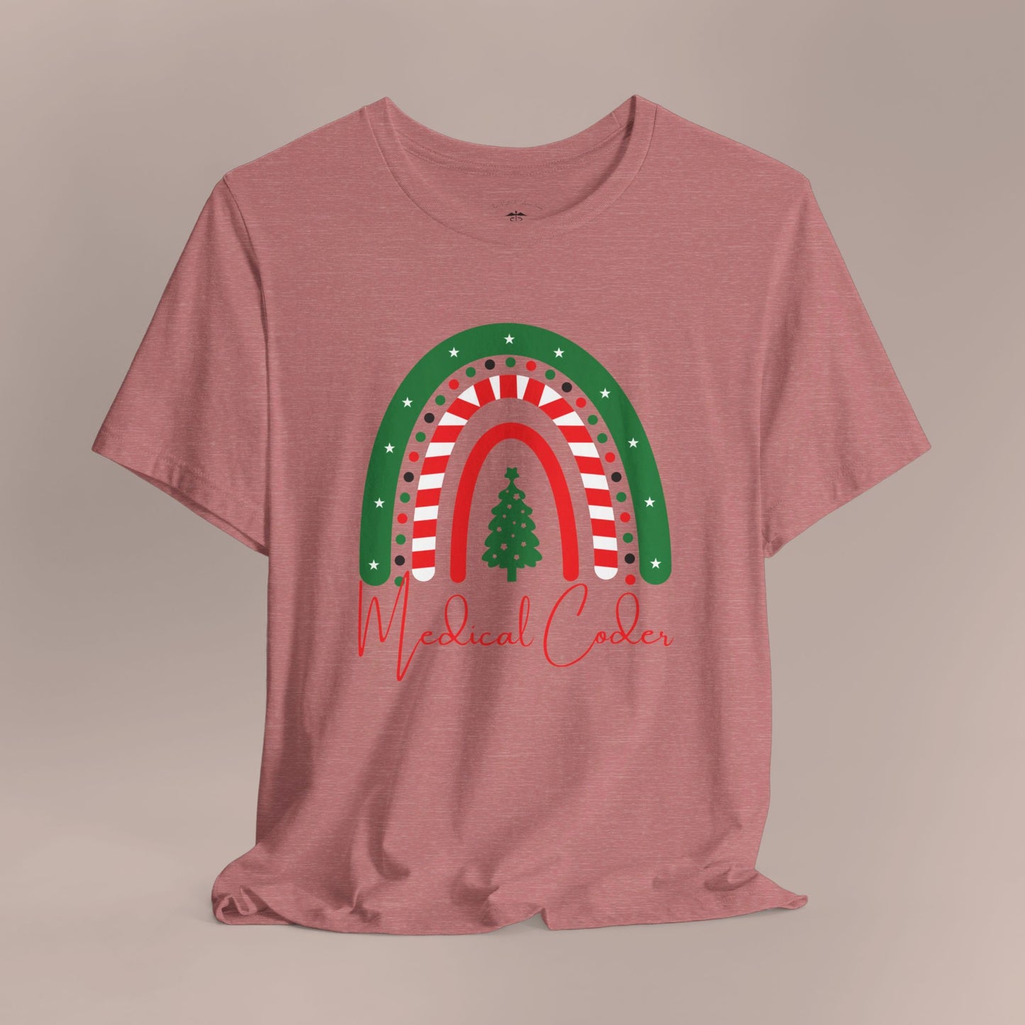 Christmas Tree Candy Cane Rainbow Medical Coder Holiday RF T-Shirt