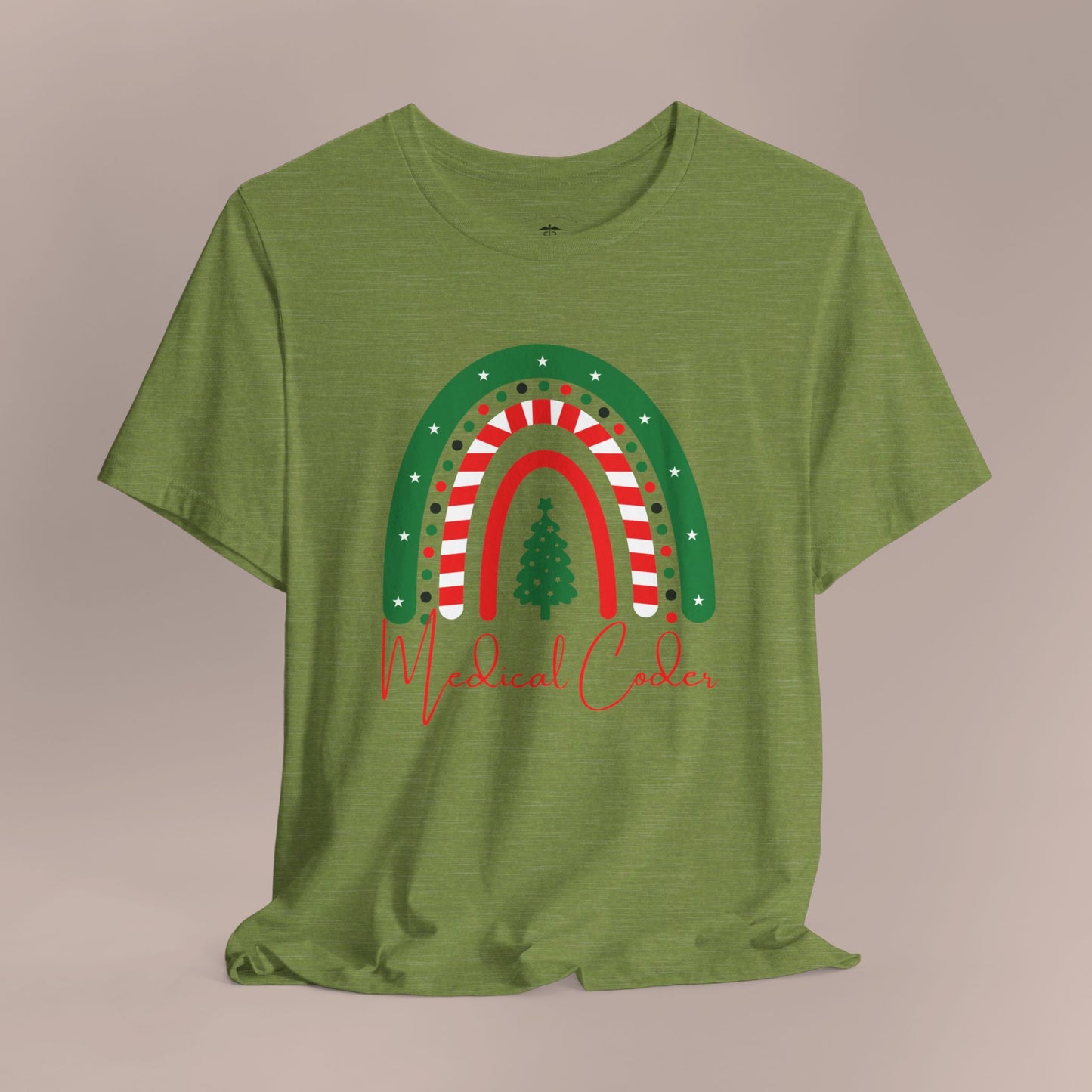 Christmas Tree Candy Cane Rainbow Medical Coder Holiday RF T-Shirt