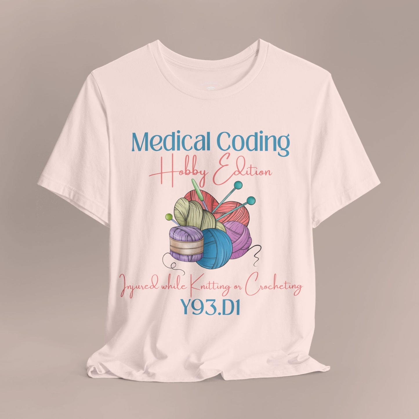 Injured While Knitting or Crocheting ICD-10 Medical Humor T-Shirt