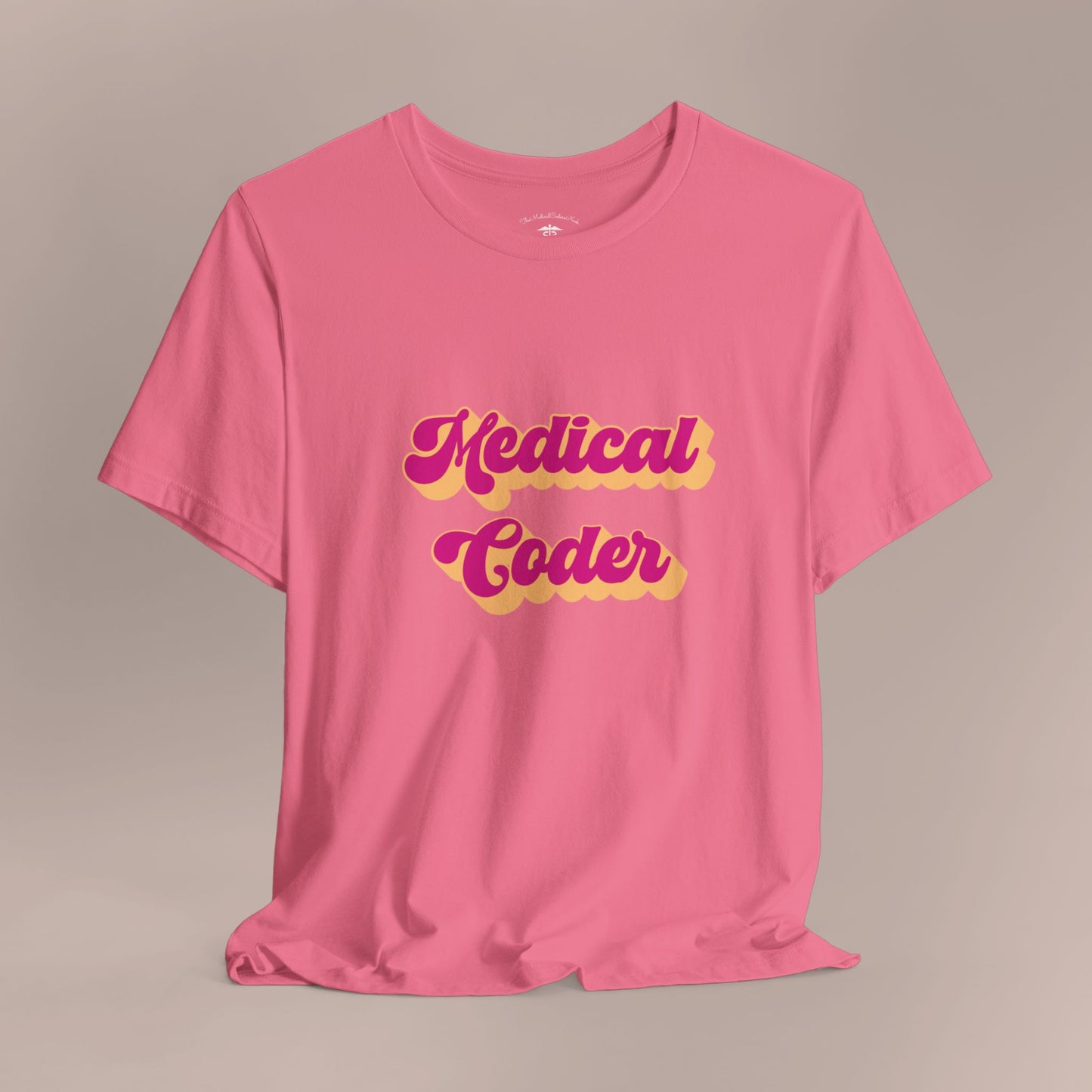 Retro Medical Coder Pink on Peach T-Shirt