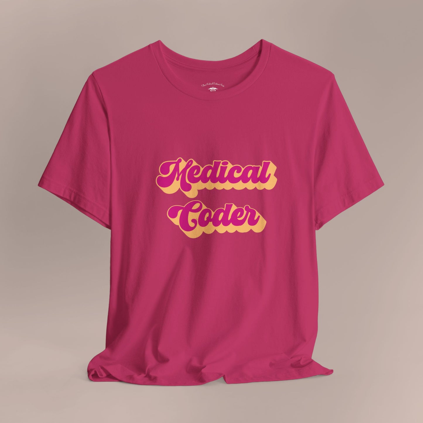 Retro Medical Coder Pink on Peach T-Shirt