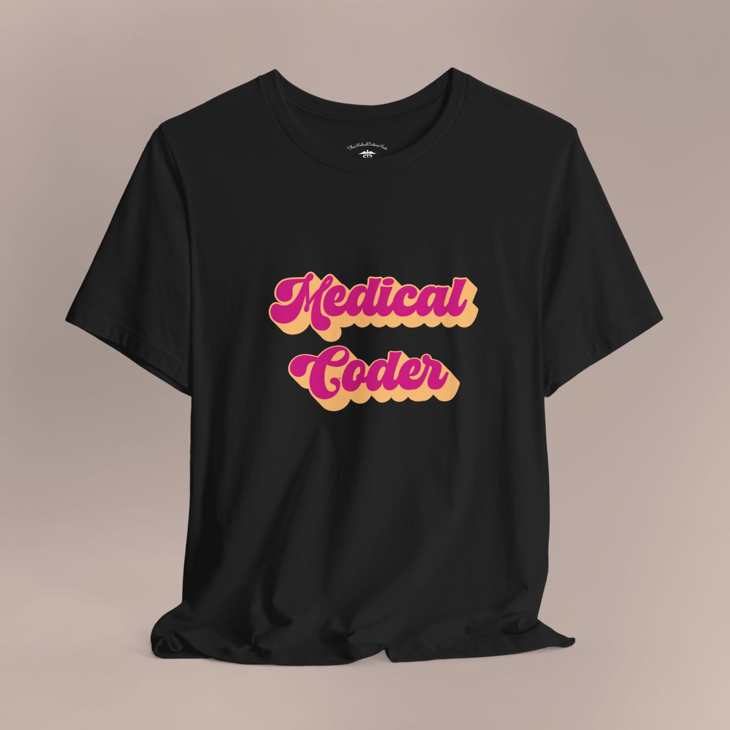 Retro Medical Coder Pink on Peach T-Shirt