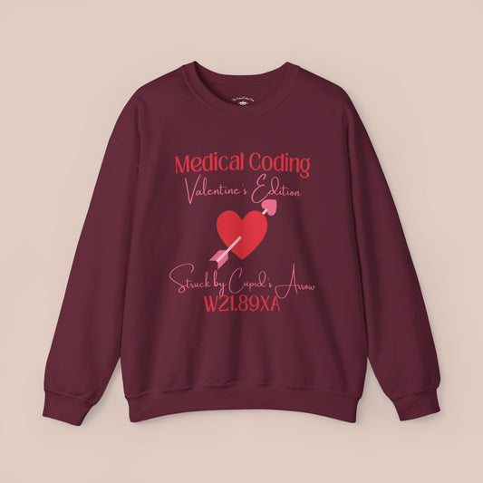 Valentine's Struck by Cupid's Arrow Holiday ICD-10 Medical Humor Sweatshirt