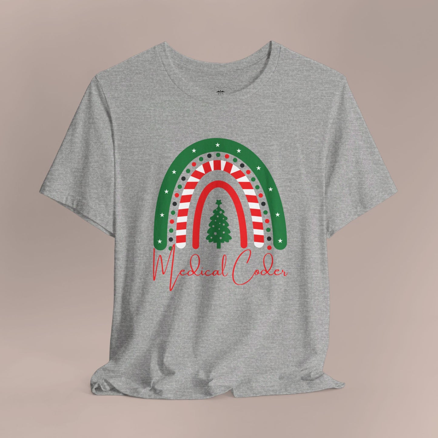 Christmas Tree Candy Cane Rainbow Medical Coder Holiday RF T-Shirt