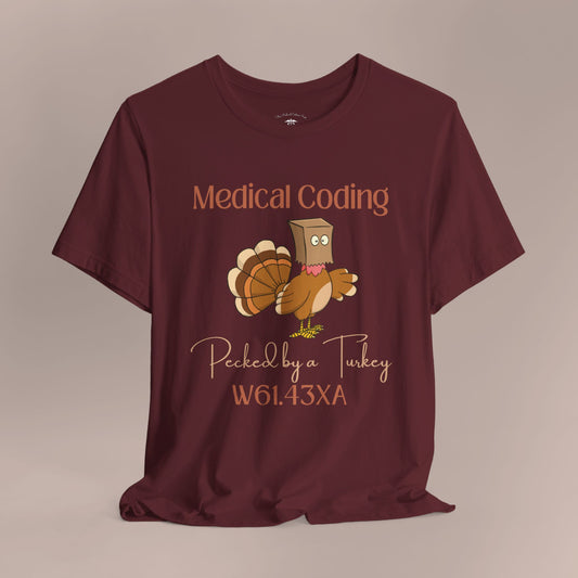 Thanksgiving Pecked by a Turkey Holiday ICD-10 Medical Humor LF NE T-Shirt